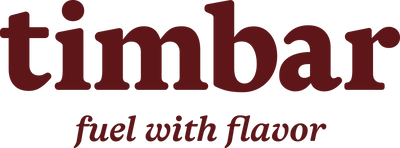 Logo of timbar with tagline 'fuel with flavor' on a white background