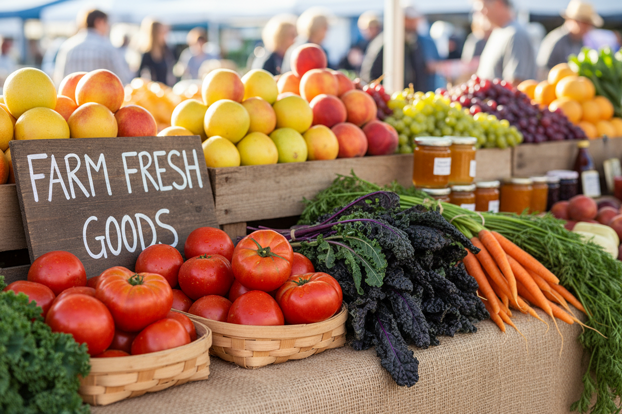 close up of products at a farmers market