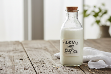 close up, rustic, simple, product photo of milk