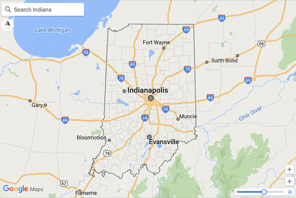 google map of indiana
