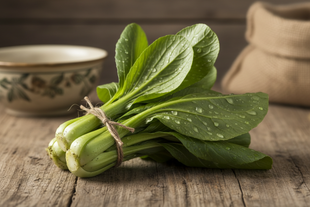 rustic, simple, close up baby bok choy product photo