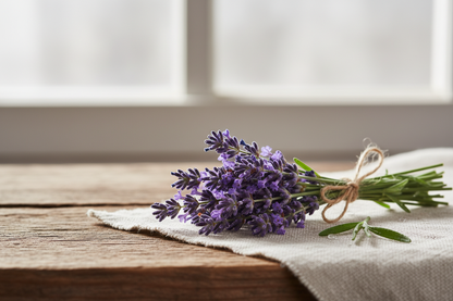 rustic, simple, close up product photo lavender