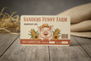 simple, clean, rustic, close up product photo for Sanders Funny Farm Member Credits
